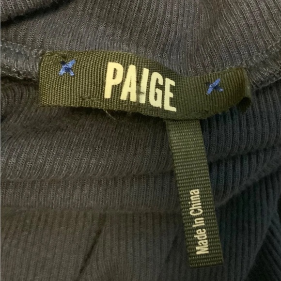 PAIGE Women Kenzie Top Bell Sleeve Turtleneck Size XS Navy Blue Modal - Picture 4 of 6